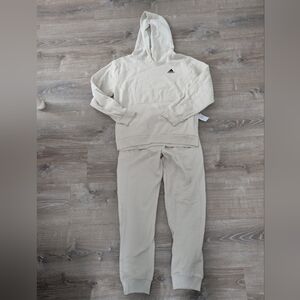 Adidas Cream Hoodie and Sweatpants Set